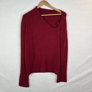 Donna Karan Asymmetrical Red Cashmere Sweater Women’s Large Lightweight Designer